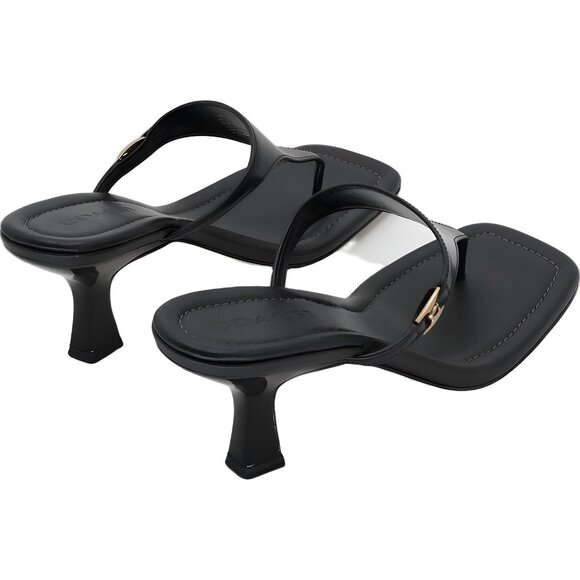 Coach Heritage Hardware Kitten Heel Thong Sandal Black US 8.5M EU 39 - Picture 3 of 6